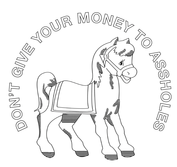 Don't give your money to assholes embroidery pattern